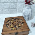 باکس چوبی آجیل و خشکبار طرح آتریسا کد 1 رنگ فندقی